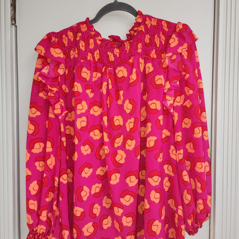 Pink and Orange Floral Blouse